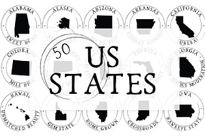 50 US State Round Emblems Clipart, a Graphic by DailyMiracleDigitals,LLC