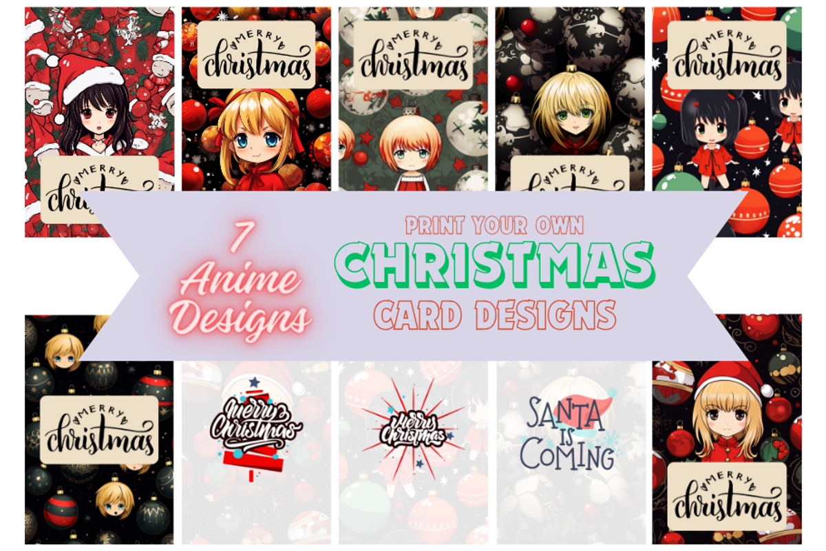 Christmas Card Design Bundle 7 Anime, a Card Template by Jay Major Designs (Photo 1 of 10)