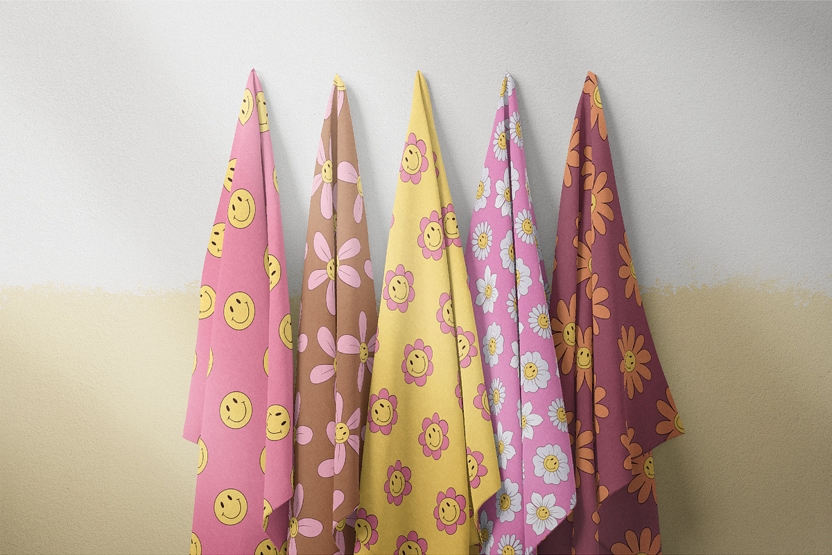 Smiley Flowers Retro Patterns, a Pattern Graphic by Tiger and Flower (Photo 11 of 20)