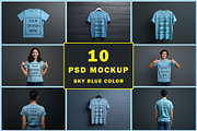 T-Shirt Mockup - Sky Blue Edition, a Shirt Mockup by ForhadGFX (Thumbnail 1 of 12)