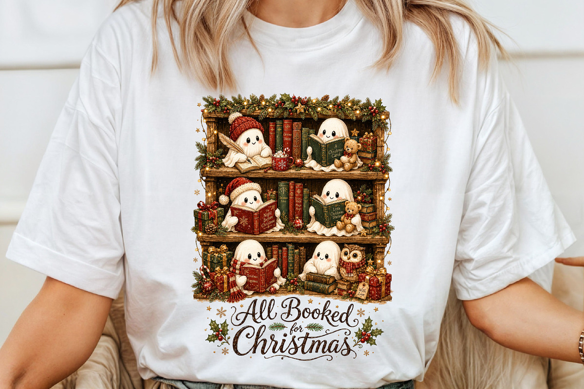 Cute Ghosts Reading for Christmas, a Seasonal Illustration by Sublimation Artist (Photo 4 of 9)