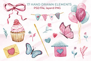 Romantic Watercolor Clipart set, a Decorative Illustration by WatercolorElena (Thumbnail 2 of 11)