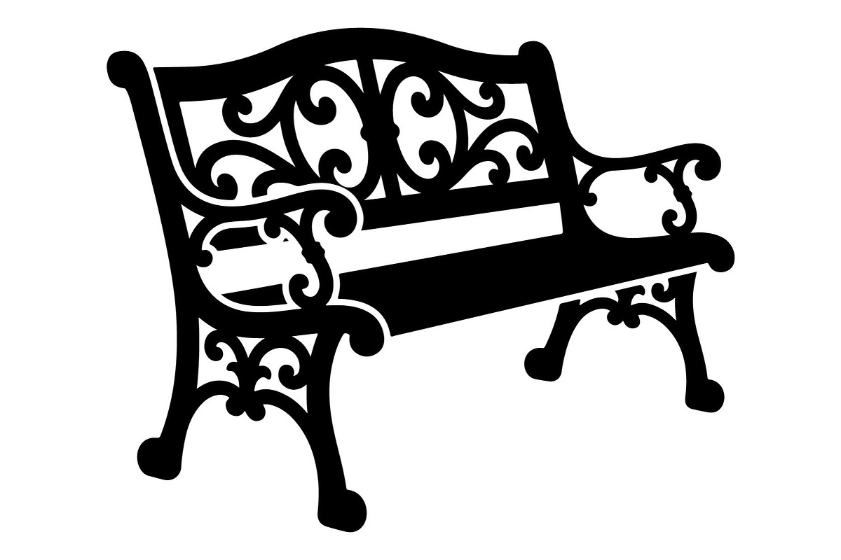 Ornamental Garden Bench Silhouette, an Object Graphic by hafijul (Photo 3 of 4)