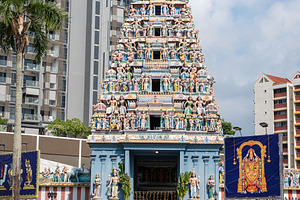 Gopuram tower of Sri Srinivasa Perumal Temple in Singapore