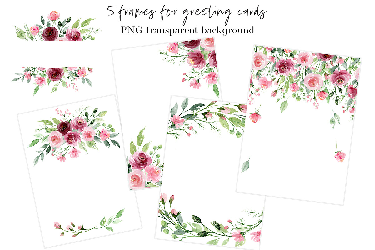 Watercolor flowers Pink & Marsala, an Illustration by Larisa Maslova (Photo 13 of 14)