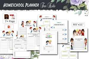 Homeschool Planner for Kids, a Stationery Template by design_hut