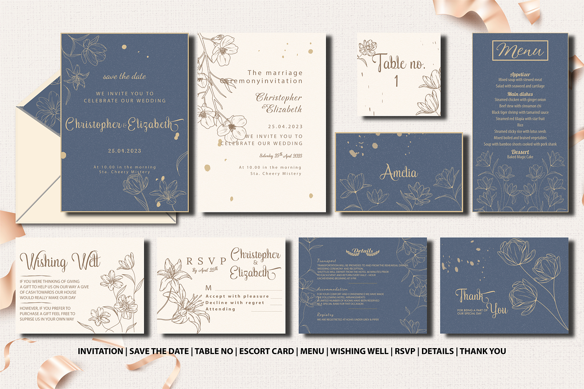 Luxury wedding templates with pastel, an Invitation Template by Motivation Art (Photo 6 of 6)