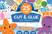 Cut and Glue Sea Animals for Kids, an Education Illustration by Ksenya Savva (Thumbnail 1 of 6)