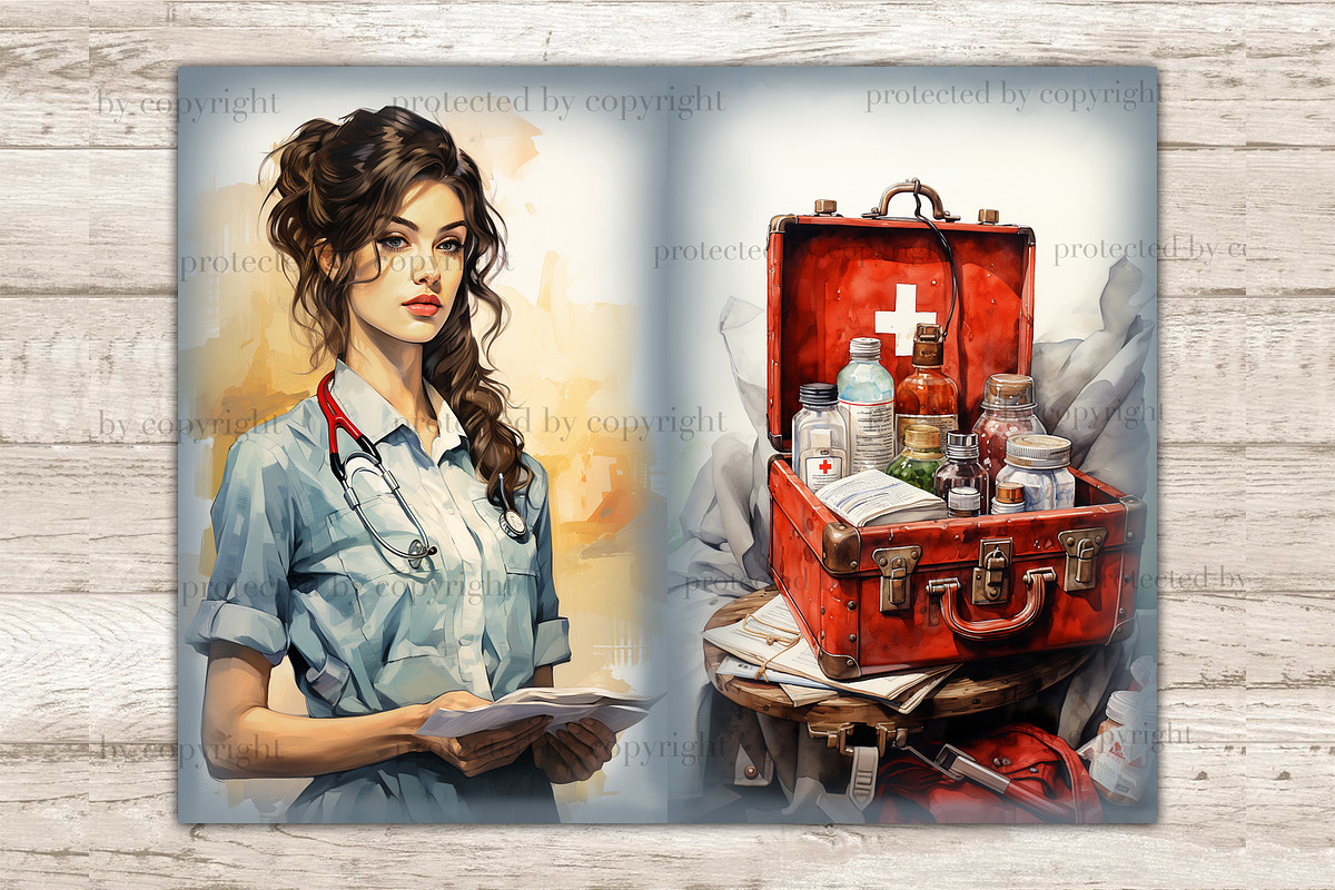 Medical Junk Journal Pages | Nurse, a Work Illustration by GlamArtZhanna (Photo 7 of 9)