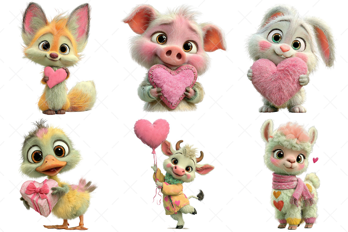 Valentine Kawaii Baby Animals, an Illustration by Craft Nest (Photo 7 of 9)
