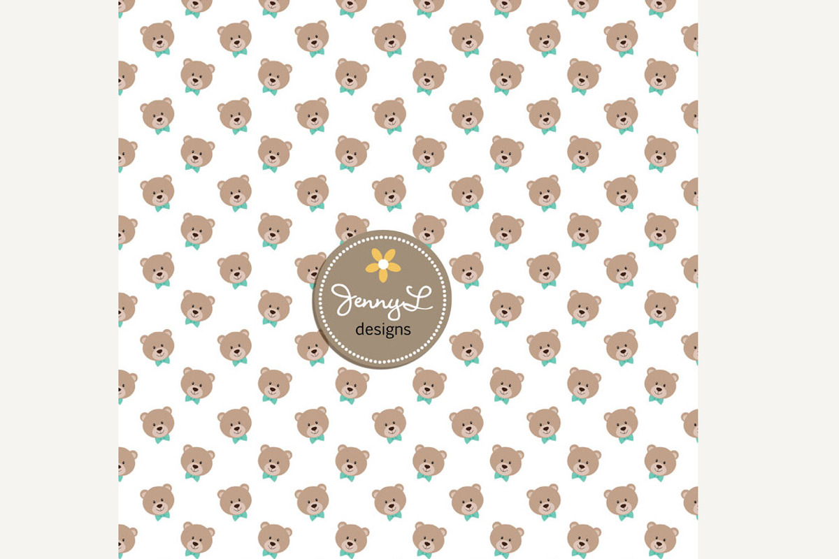Turquoise Teddy Bear Digital Paper, a Pattern Graphic by JennyL Designs (Photo 4 of 4)