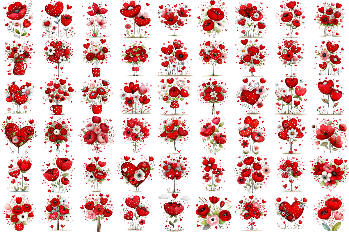 Valentine's Flowers Clipart, an Illustration by Pixels.Craft (Photo 5 of 5)