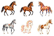 Watercolor Horse Clipart, an Animal Illustration by fashionaddict (Thumbnail 4 of 7)