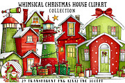 Whimsical Christmas House Clipart, an Illustration by OK Design (Thumbnail 1 of 6)