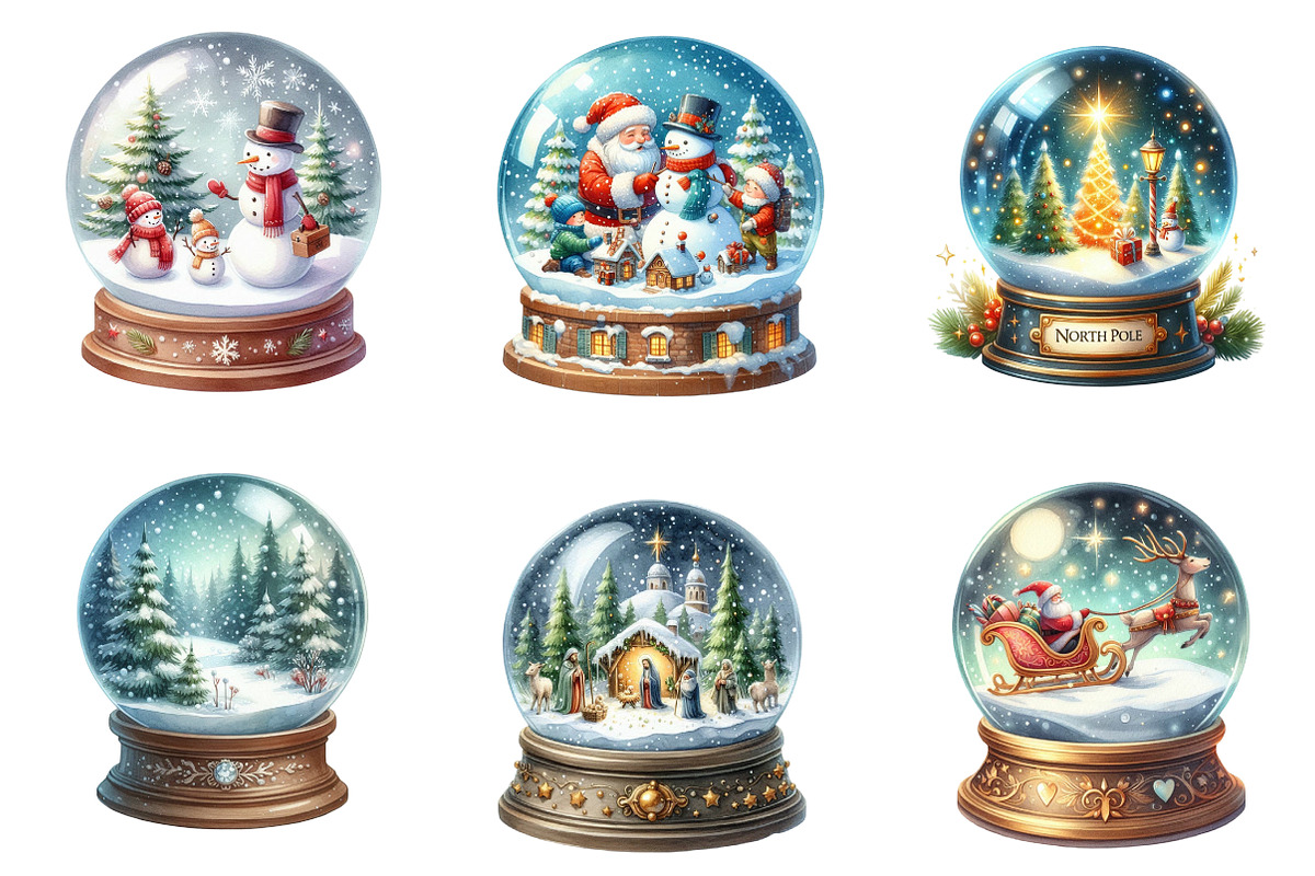 Watercolor Christmas SnowGlobe PNG, an Illustration by SinaCreation (Photo 4 of 7)