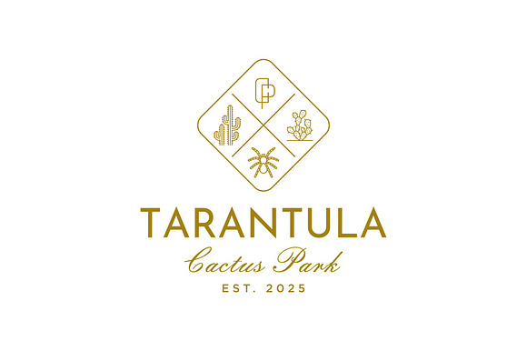 Vintage Retro Tarantula Cactus Logo preview 2