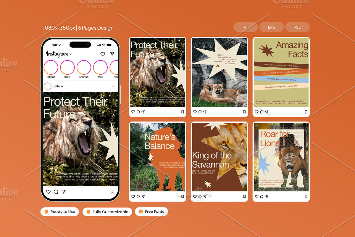 Roar For Lions - Instagram Post, a Social Media Template by Izdihaar_Studio (Photo 1 of 4)