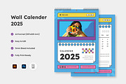 Y2K Retro Wall Calendar 2025 Design, a Stationery Template by twinstd (Thumbnail 1 of 3)