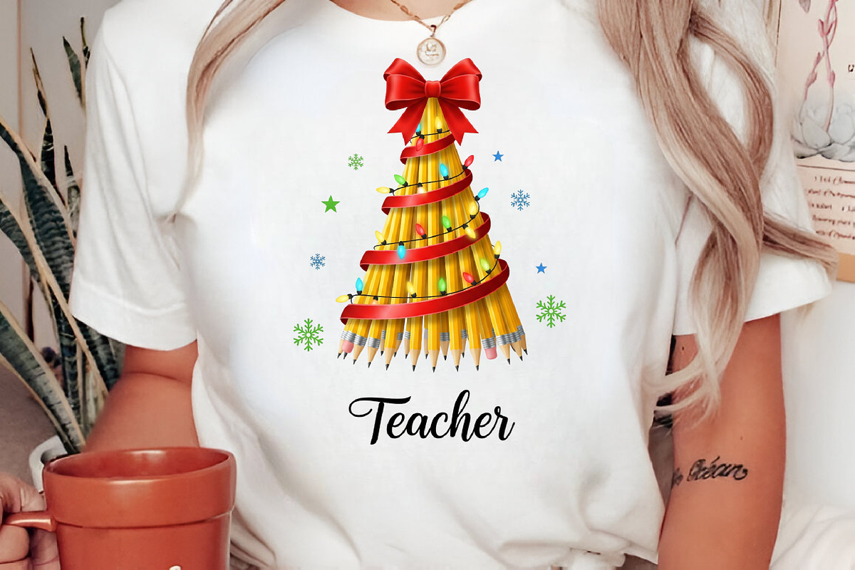 Christmas Pencil Tree Teacher Png, an Illustration by Craft Nest (Photo 2 of 6)