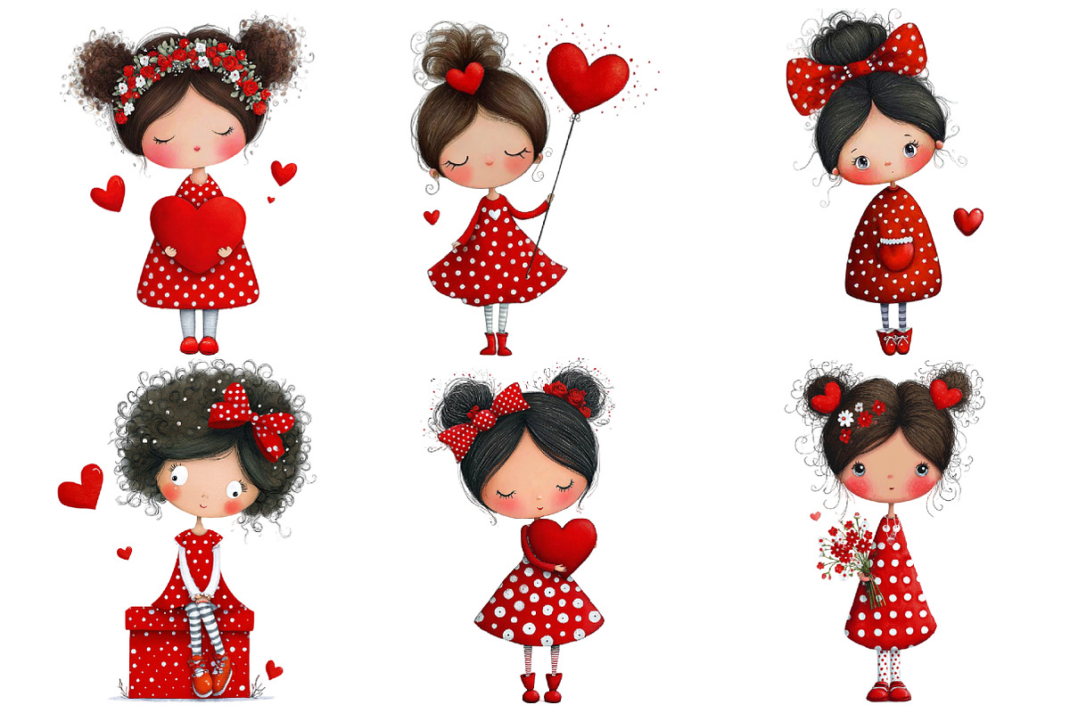 Valentine Girl Clipart, an Illustration by Pixels.Craft (Photo 2 of 5)