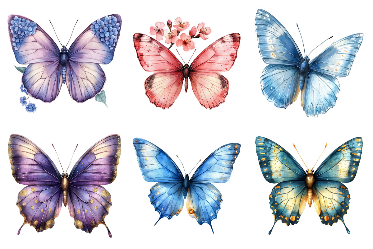 Watercolor Spring Butterfly Clipart, an Illustration by Daily.Designs (Photo 4 of 5)