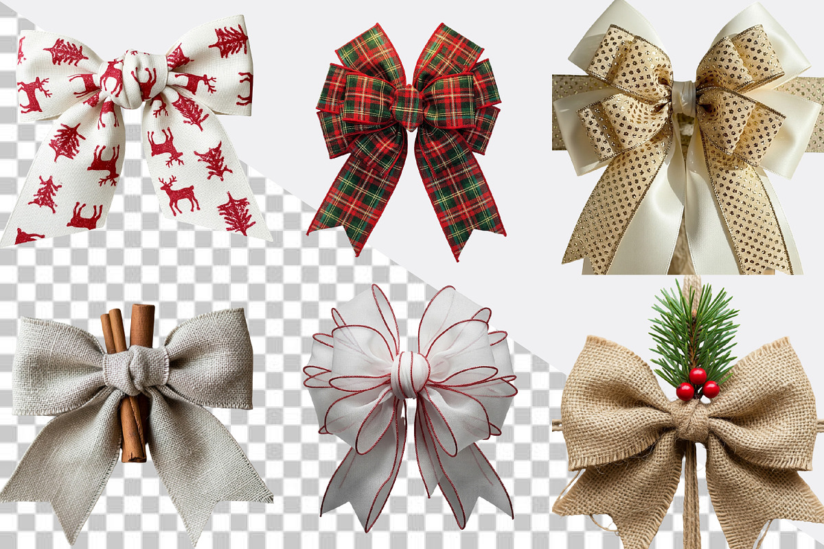 Watercolor Christmas Bow Clipart Bun, an Illustration by SVGArt (Photo 7 of 8)