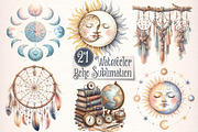 Watercolor Boho Sublimation Clipart, an Illustration by CreationArt (Thumbnail 1 of 6)