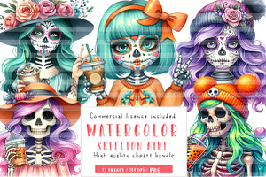 Cute Skeleton Girl PNG Clipart, an Illustration by CreationArt