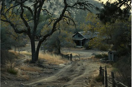 Dirt road leading to abandoned, an Architecture Photo by Ylivdesign