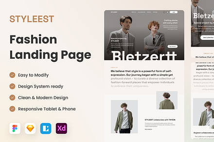Styleest - Fashion Landing Page Kit, an UI Kit Template by Agensip Design Agency