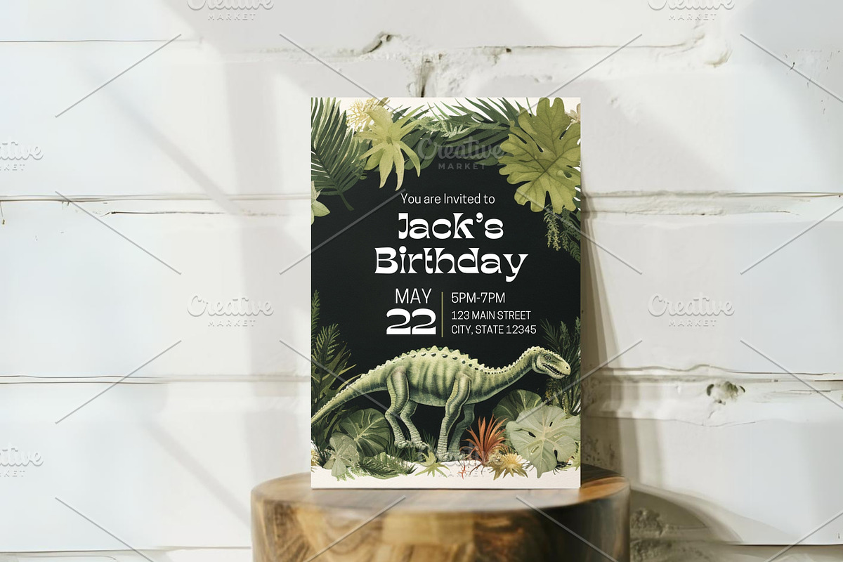 Dinosaur Birthday Invite, an Invitation Template by Sunny Jar Designs (Photo 2 of 4)