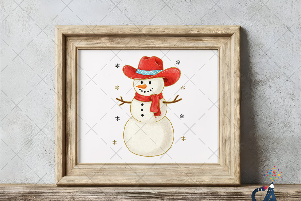 Cowboy Snowman Christmas Glitter Png, an Illustration by Creative Art (Photo 5 of 6)