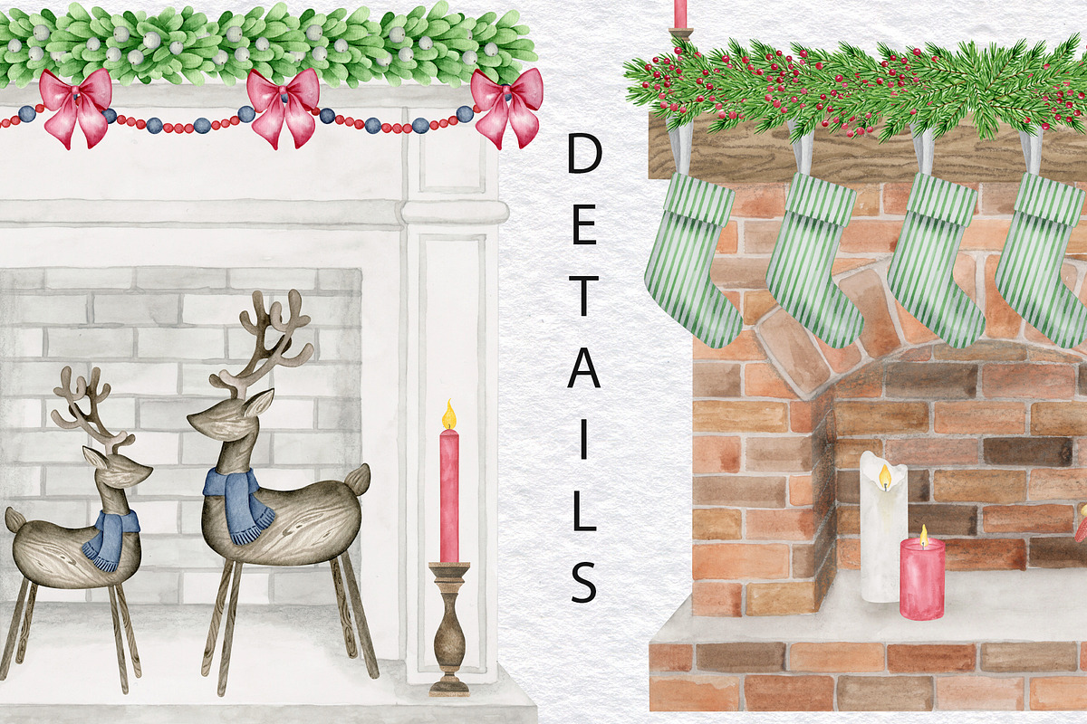 Christmas Stockings Clipart, a Decorative Illustration by KathrineWatercolor (Photo 4 of 4)