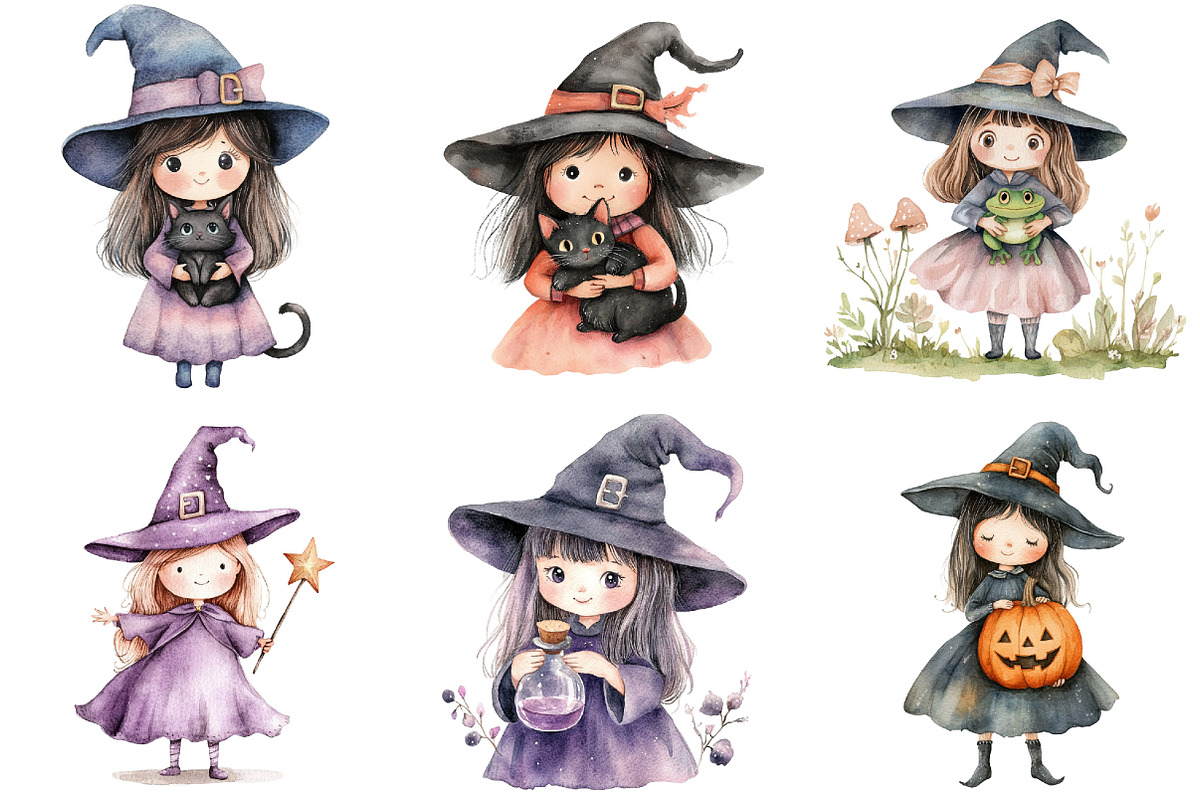 Whimsical Witch Clipart, an Illustration by CitraGraphics (Photo 2 of 5)