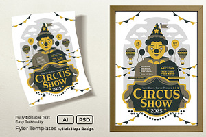 Folk Art Circus Show Flyer Template, a Flyer Template by Hole Hope Design