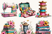Watercolor Sewing Clipart Bundle, an Object Illustration by BusyDaydesign (Thumbnail 2 of 8)