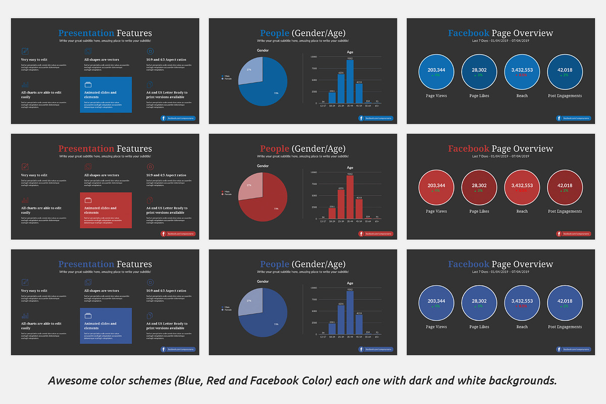 Facebook Report Keynote Template, a Presentation Template by SlideBunny (Photo 5 of 11)