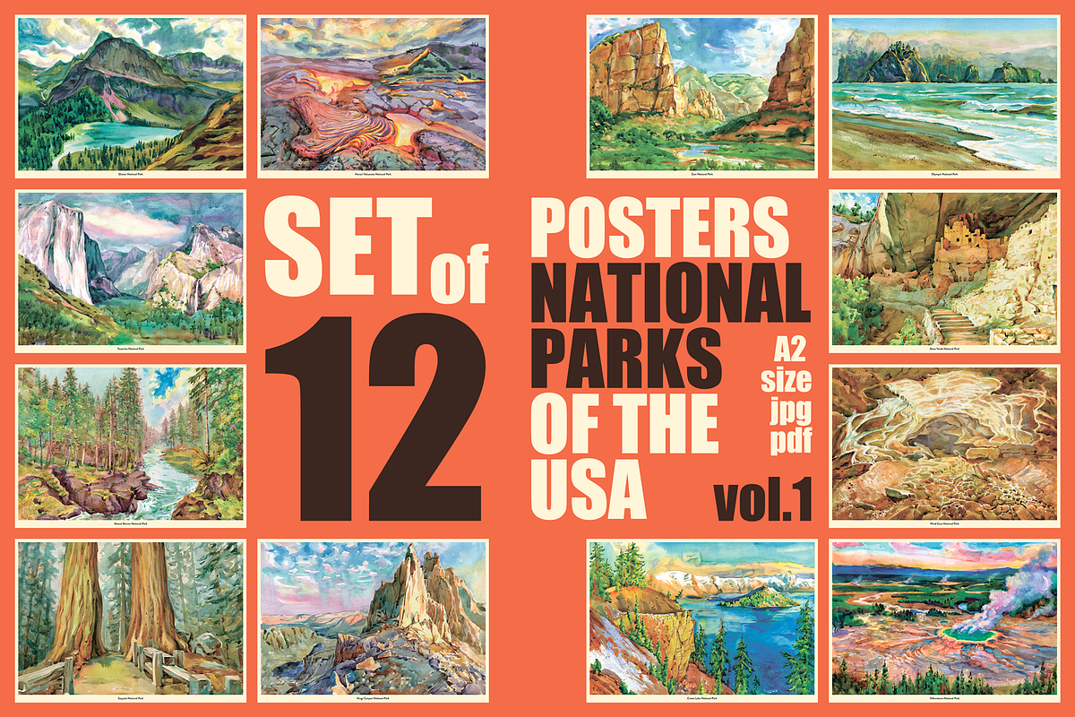 Set of posters USA National Parks, an Illustration by Firsik (Photo 1 of 7)