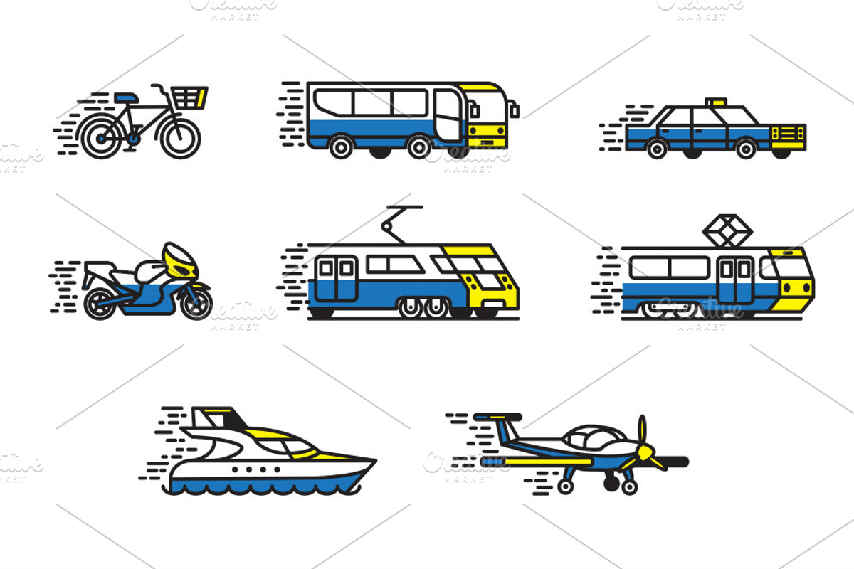 Passenger transport. Icons set, a Transportation Illustration by WINS Doodle shop (Photo 8 of 10)