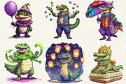 Mardi Gras Crocodile Clipart, an Illustration by OK Design (Thumbnail 2 of 5)