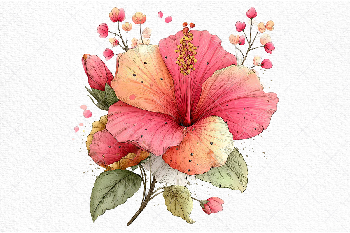 Whimsical Spring Hibiscus Flowers, an Illustration by Craft Nest (Photo 9 of 11)