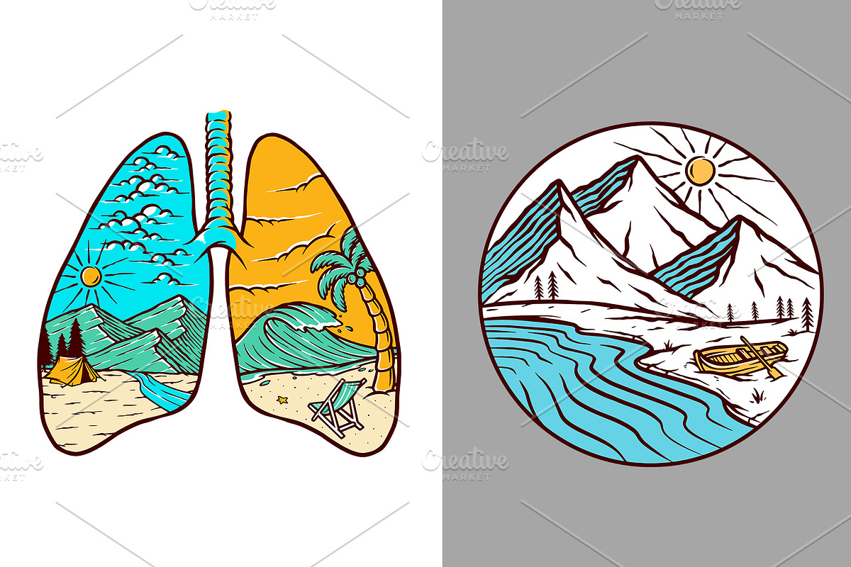 25 in 1 Bundle - Beach & Mountain, a Seasonal Illustration by gunaonedesign (Photo 20 of 21)