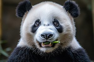 Portrait of a giant panda munching o, an Animal Photo by Pixeness Studio