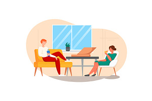 Couple eating pizza at home vector, a Person Illustration by vectorpointstudio