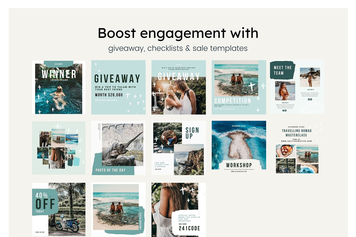 Coast Instagram Feed Canva Templates, a Social Media Template by Cultive Creative (Photo 9 of 12)