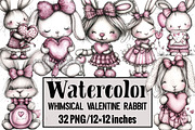 Whimsical Valentine Rabbit Clipart, an Illustration by Design Market (Thumbnail 1 of 3)