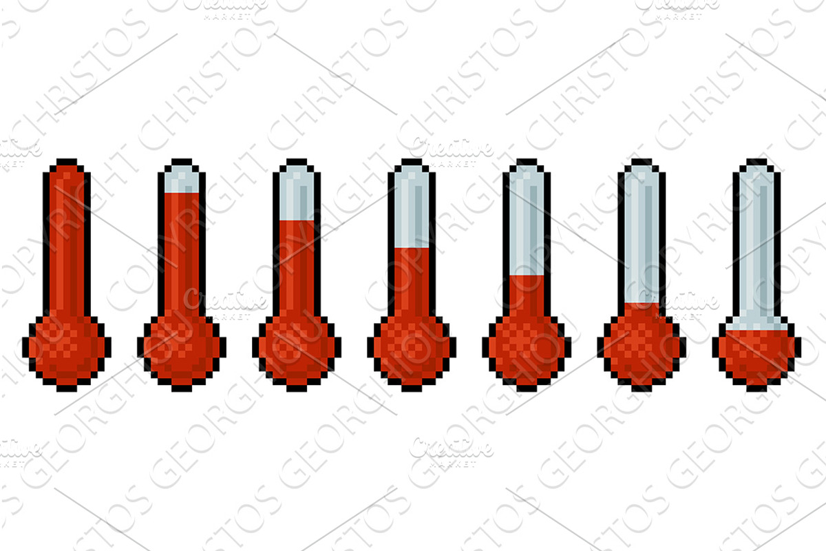Pixel Art Thermometer Gauge Video, an Object Illustration by Christos Georghiou