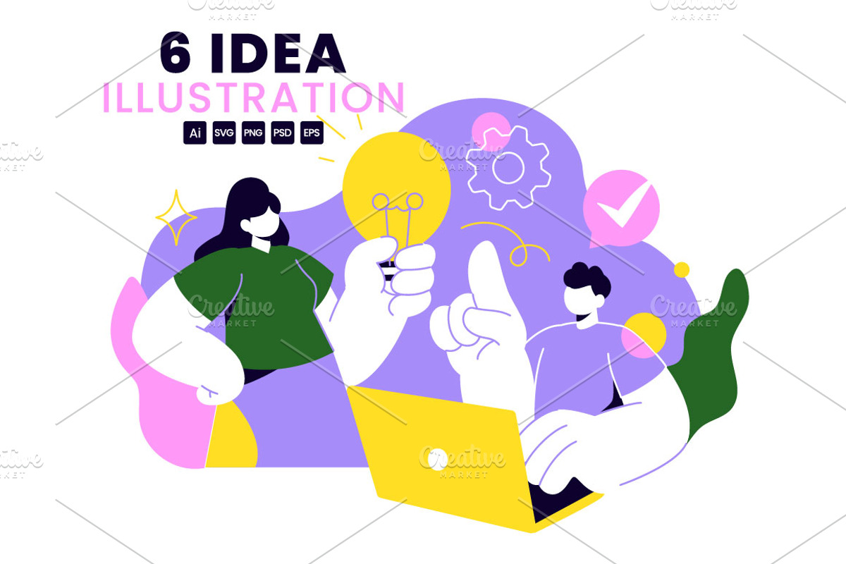 6 Idea Business Vector Illustration, a Person Illustration by denayunebgt (Photo 1 of 3)
