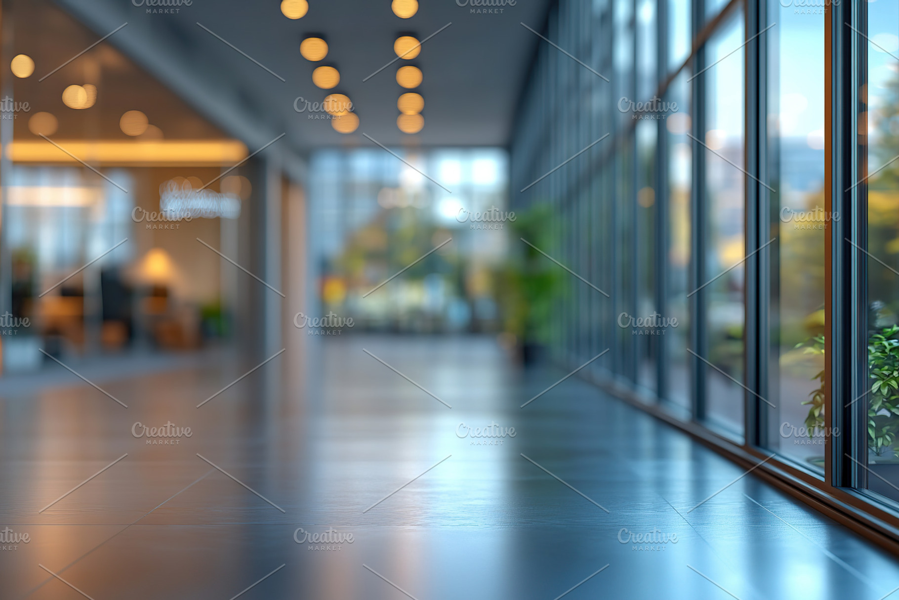 Modern business interior with large windows and open space, an Architecture Photo by AlyaAnd