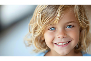 Close Up of a Smiling Blond Boy with, a Person Photo by Lermont51